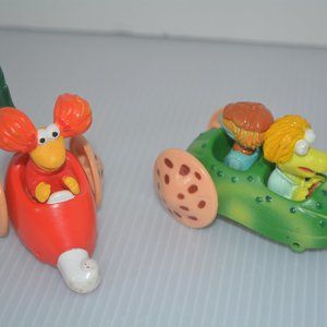 Vintage Set of 2 1988 FRAGGLE ROCK VEGGIE CARS McDonald's Happy Meal Toys Henson